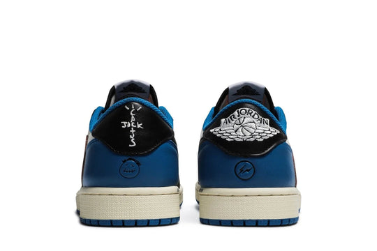 Air Jordan 1 Retro Low Fragment Design x Travis Scott Couro Branco Preto Azul